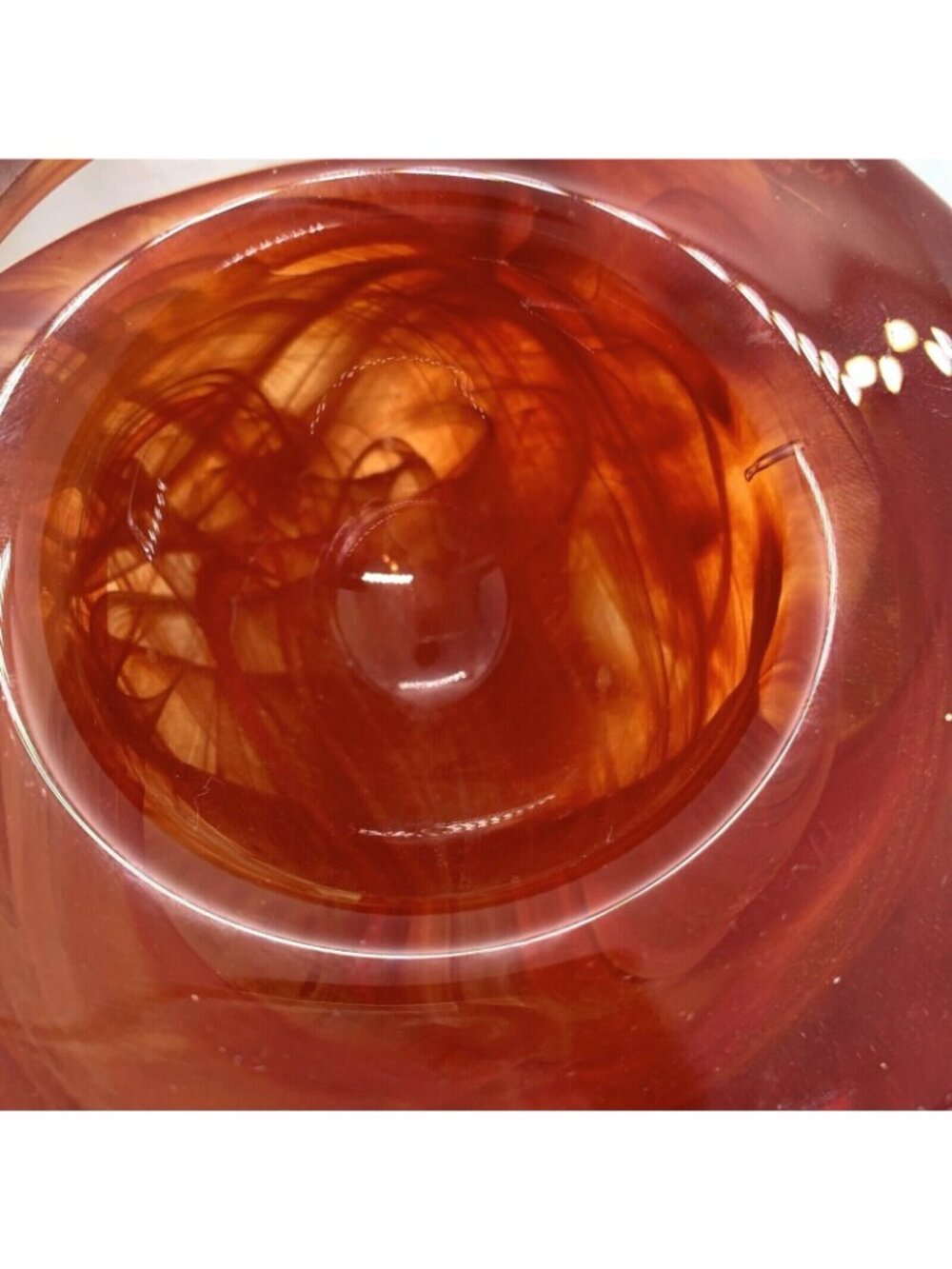 Kosta Boda Atoll Bowl Paperweight Anna Ehrner Red Swirl Art Glass Sweden - Picture 7 of 12